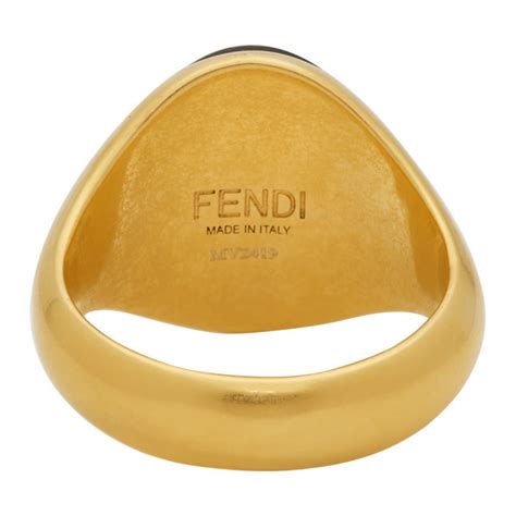 FENDI FF Karligraphy Signet Ring 